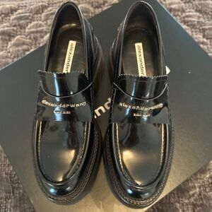 Alexander Wang Carter Platform Loafer in Black Leather